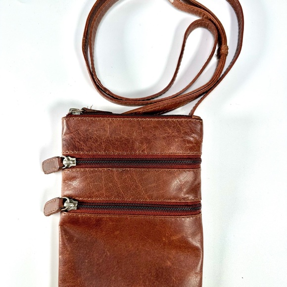 The Monte Handbags - The Monte Genuine Brown Leather Crossbody Bag